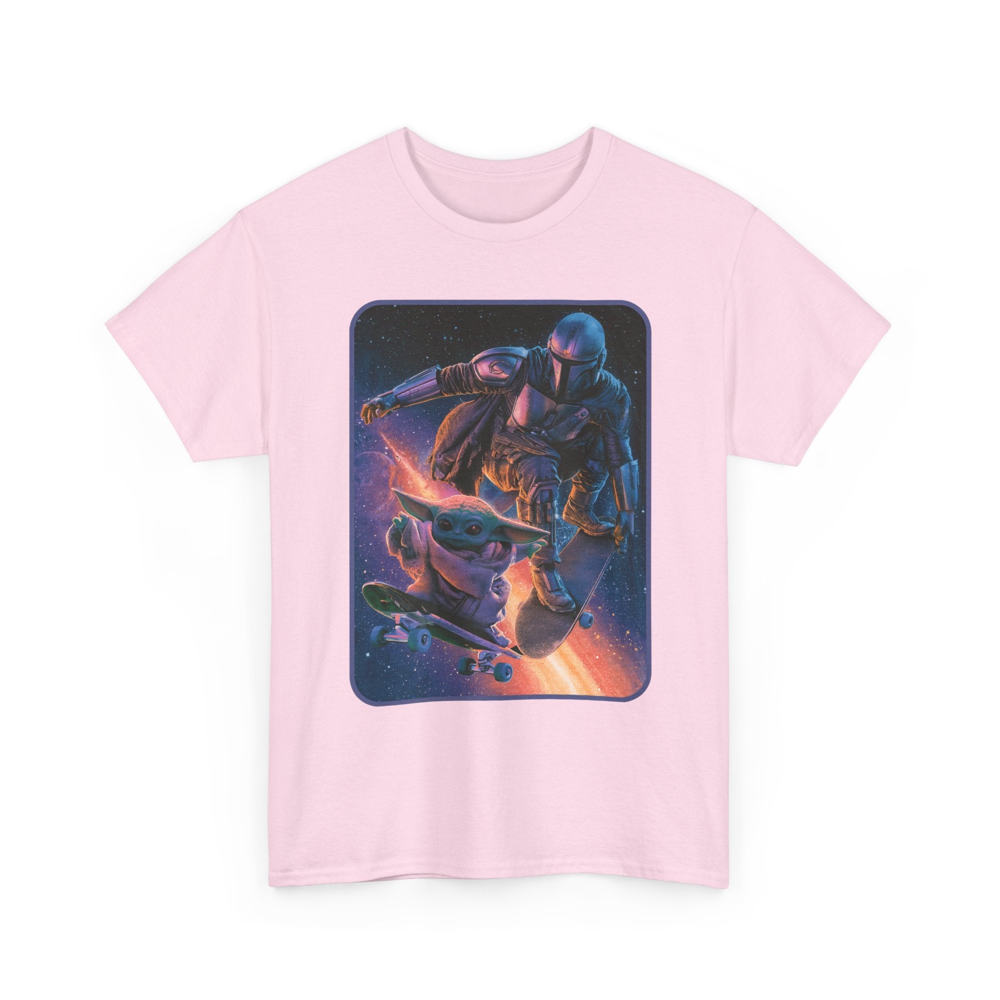 Aliens Skateboarding Shirt, Mando & Baby Yoda, Star War Gift, scifi parody shirt, Vintage Star Wars Meme Shirt