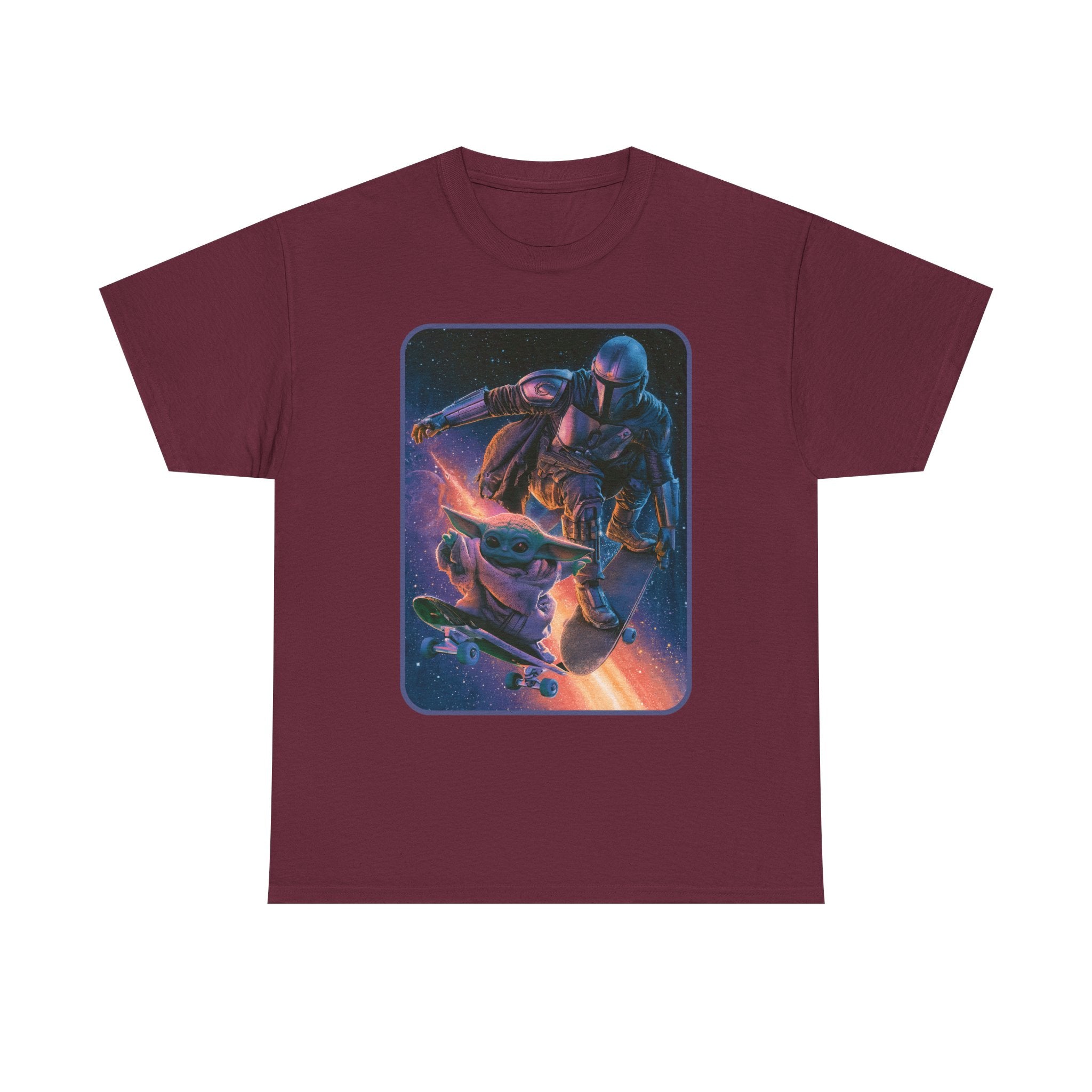 Aliens Skateboarding Shirt, Mando & Baby Yoda, Star War Gift, scifi parody shirt, Vintage Star Wars Meme Shirt