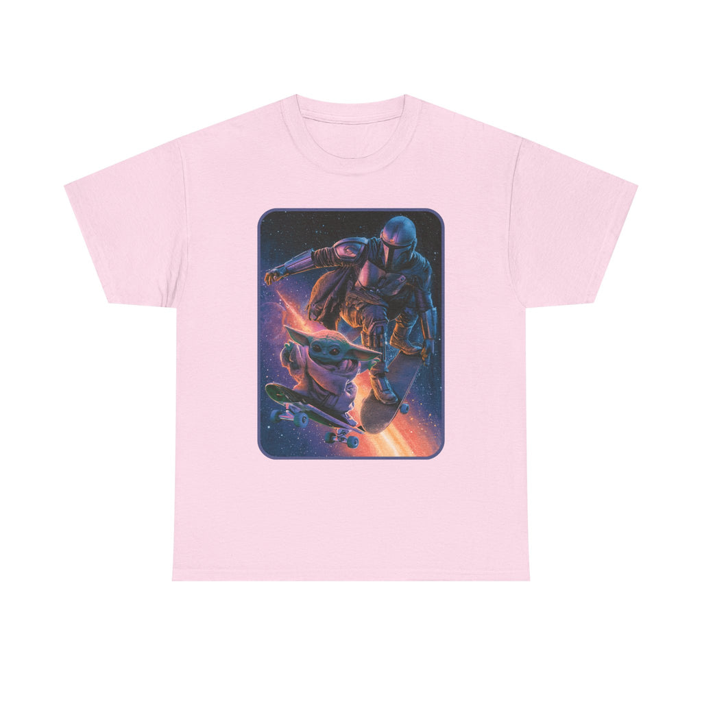 Aliens Skateboarding Shirt, Mando & Baby Yoda, Star War Gift, scifi parody shirt, Vintage Star Wars Meme Shirt