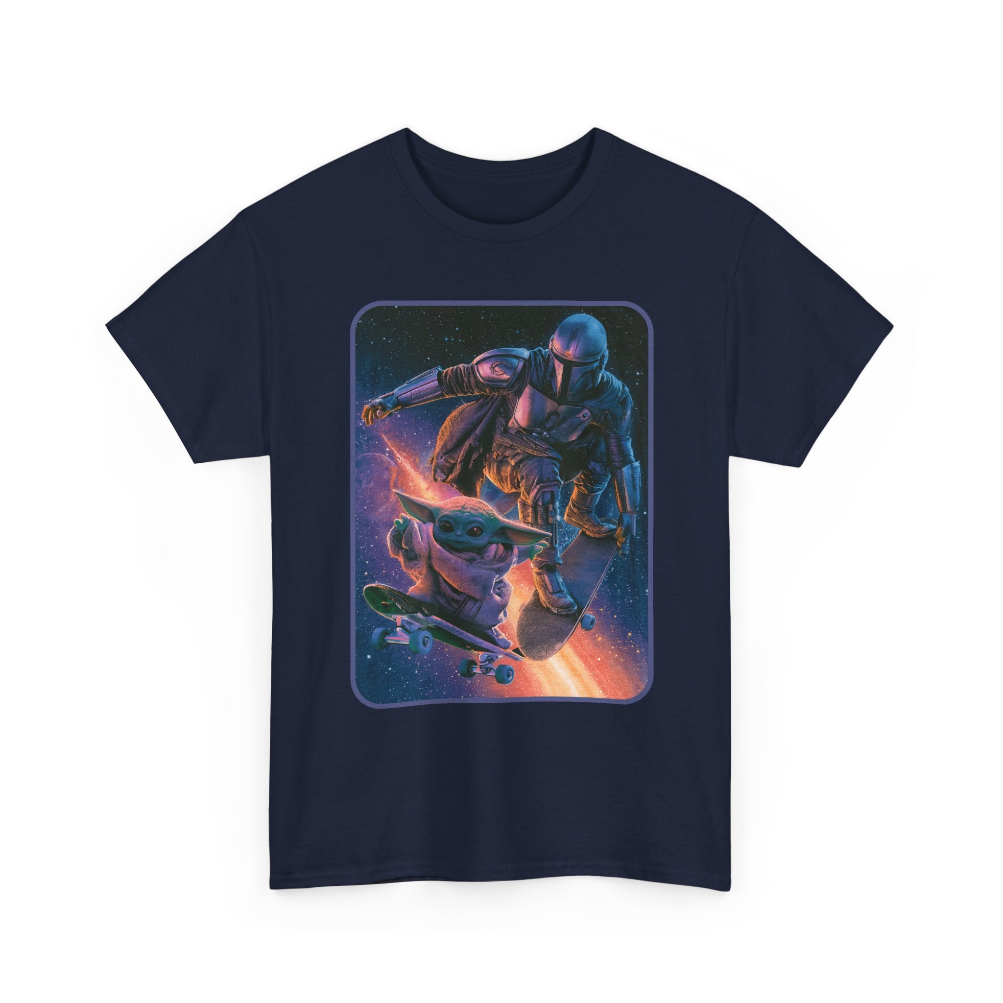 Aliens Skateboarding Shirt, Mando & Baby Yoda, Star War Gift, scifi parody shirt, Vintage Star Wars Meme Shirt