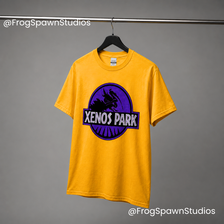 Xenos Park Shirt, jurassic park parody shirt, hive fleet, alien theme park tee, sci fi parody shirt, space monster t shirt, wargaming