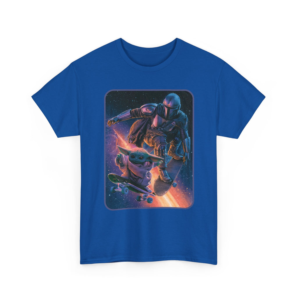 Aliens Skateboarding Shirt, Mando & Baby Yoda, Star War Gift, scifi parody shirt, Vintage Star Wars Meme Shirt