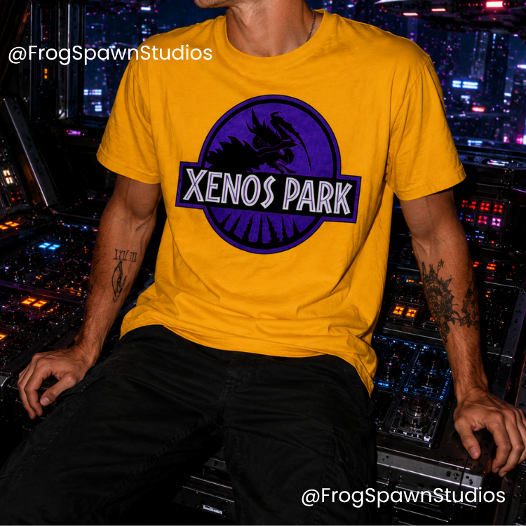 Xenos Park Shirt, jurassic park parody shirt, hive fleet, alien theme park tee, sci fi parody shirt, space monster t shirt, wargaming