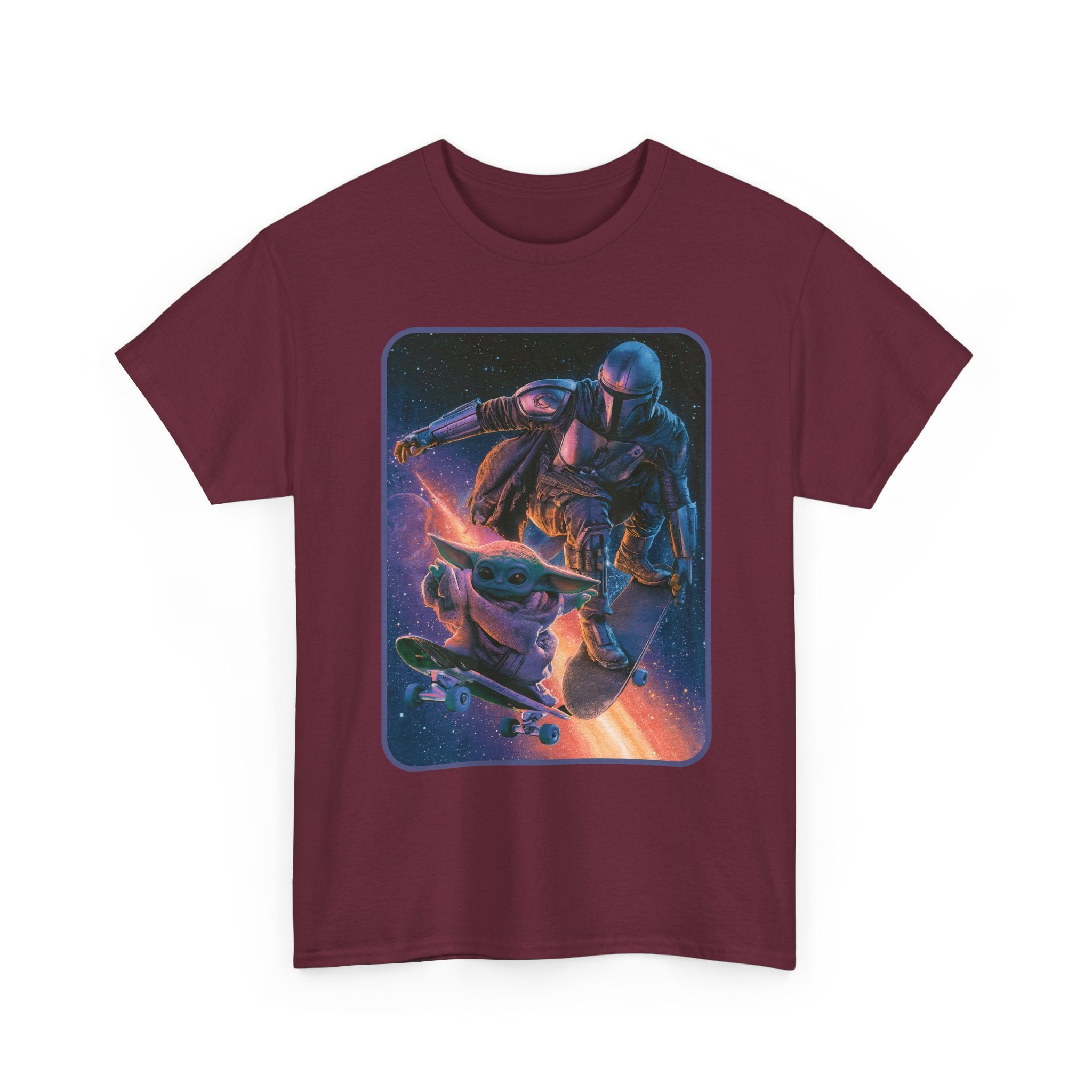 Aliens Skateboarding Shirt, Mando & Baby Yoda, Star War Gift, scifi parody shirt, Vintage Star Wars Meme Shirt