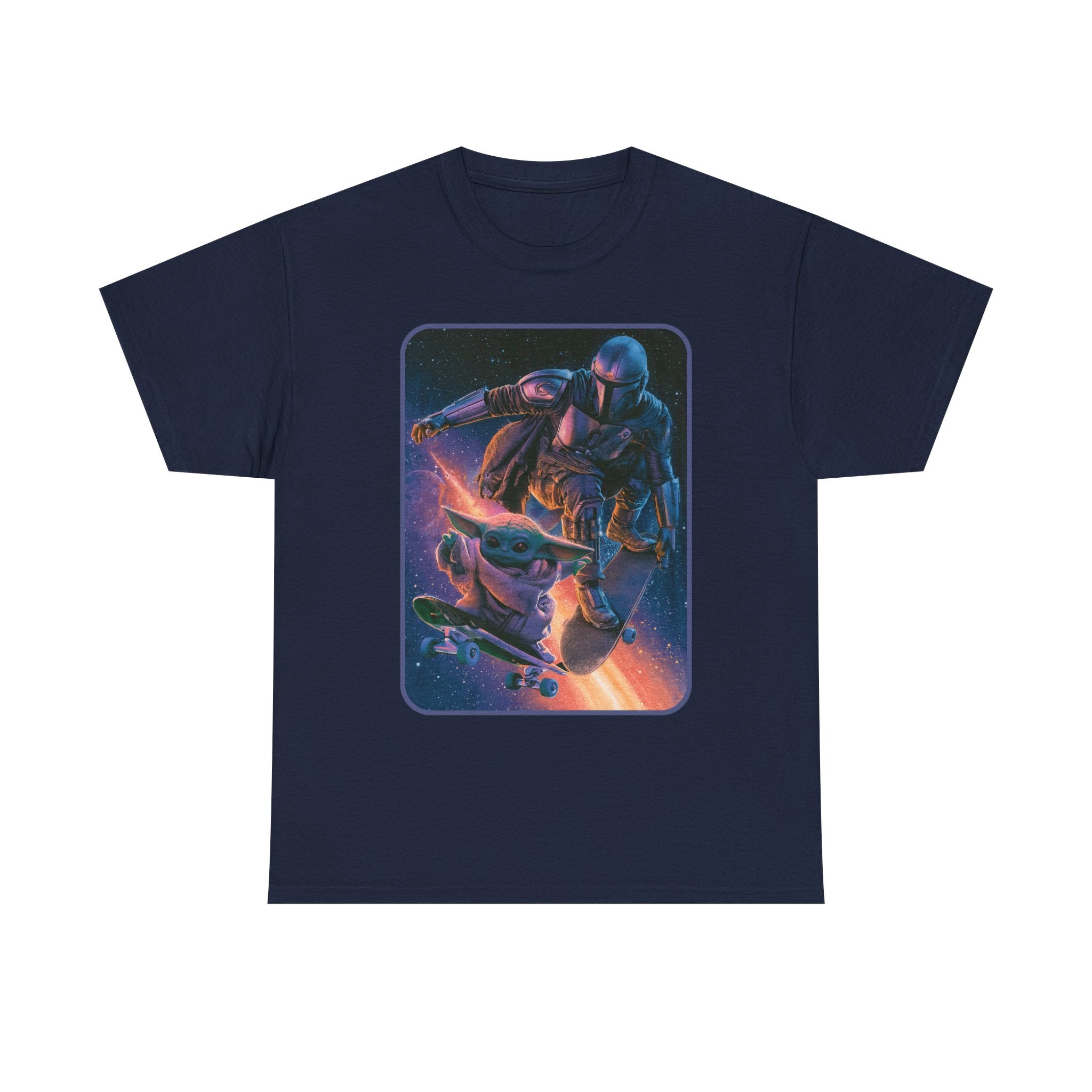 Aliens Skateboarding Shirt, Mando & Baby Yoda, Star War Gift, scifi parody shirt, Vintage Star Wars Meme Shirt