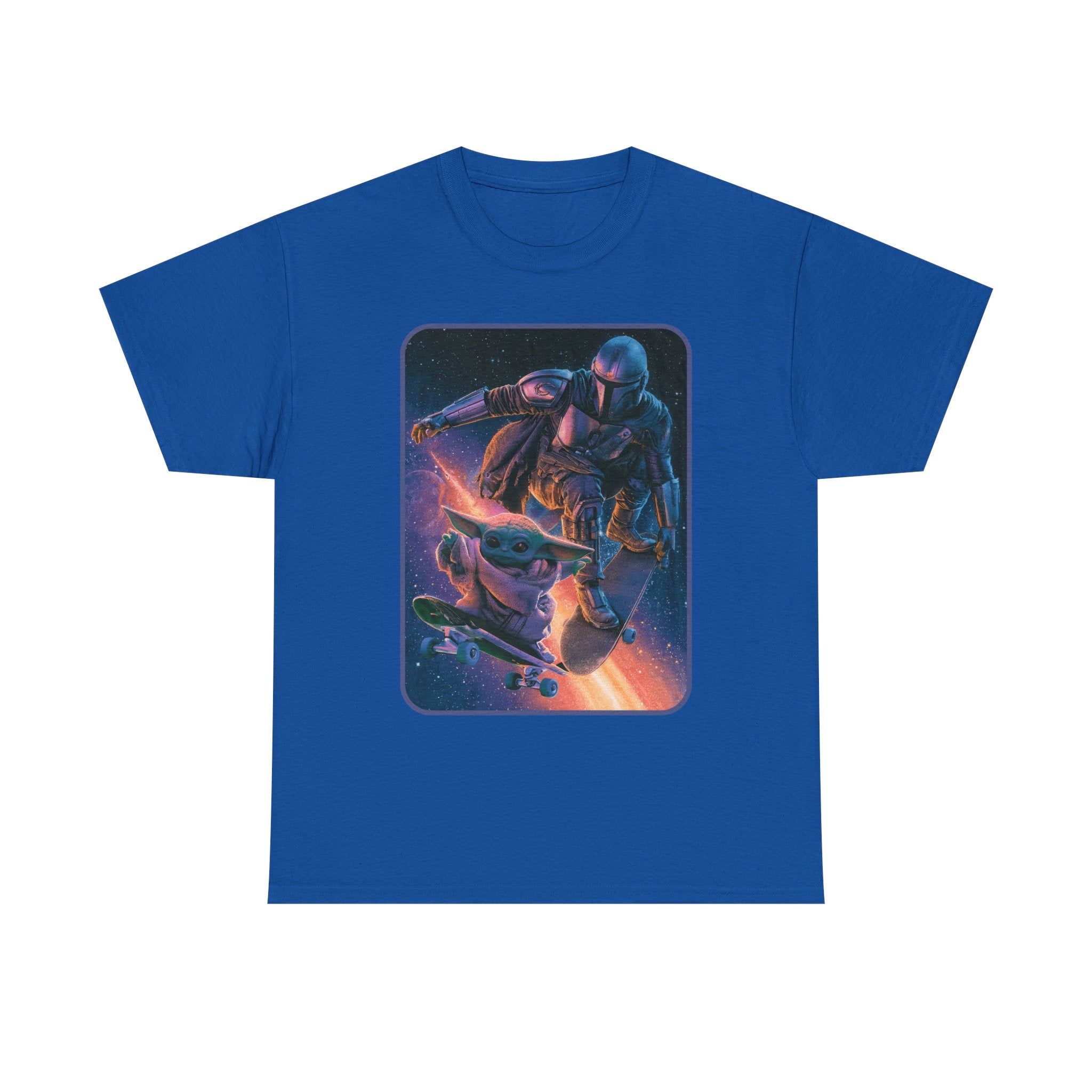 Aliens Skateboarding Shirt, Mando & Baby Yoda, Star War Gift, scifi parody shirt, Vintage Star Wars Meme Shirt