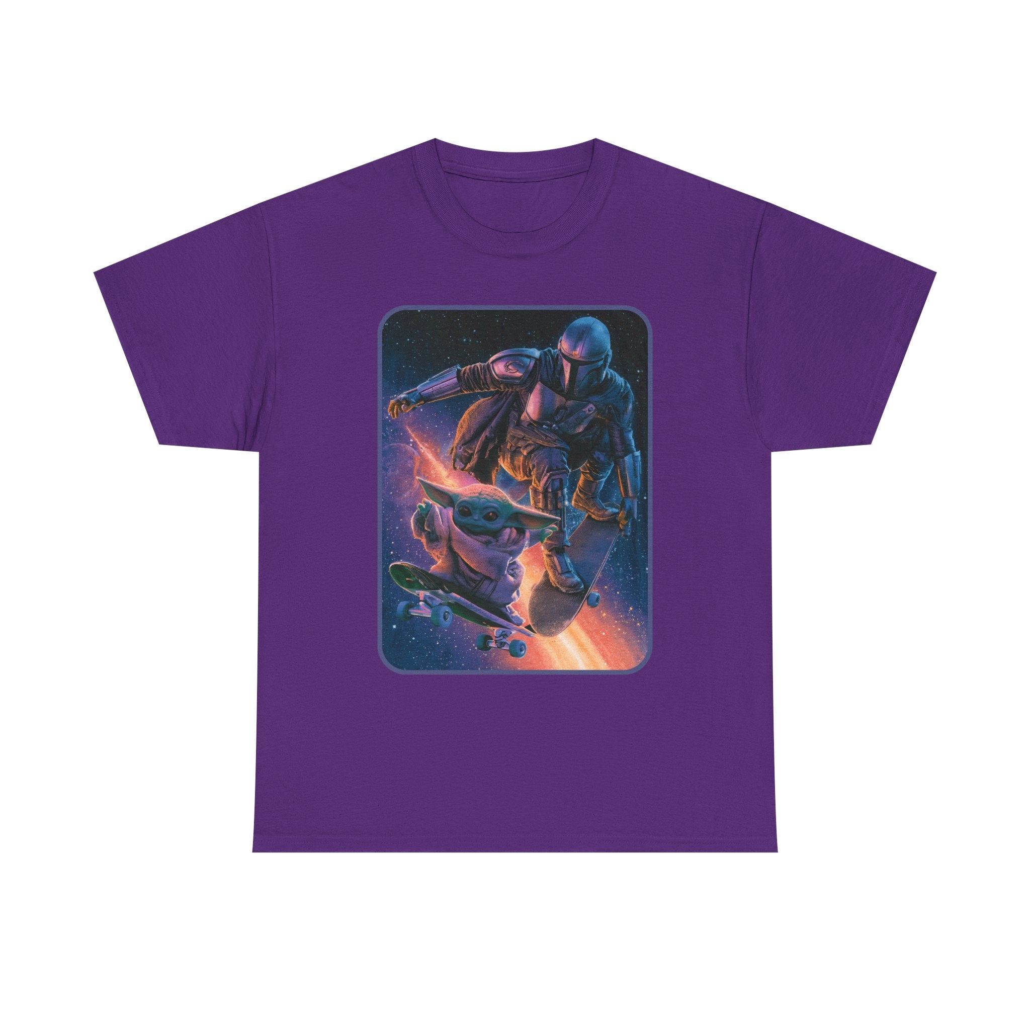 Aliens Skateboarding Shirt, Mando & Baby Yoda, Star War Gift, scifi parody shirt, Vintage Star Wars Meme Shirt